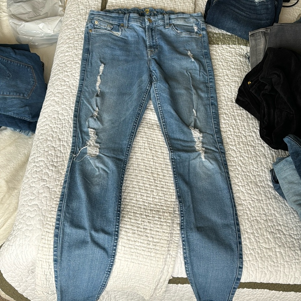 7 for all mankind mid rise distress jeans wore few times